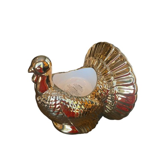 New 2021 Bath & Body Works GOLD TURKEY Candle Pedestal Holder - Picture 3 of 6